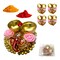 Pack of 4 Ganesha Bulk Haldi Kumkum Thali Holder Pooja Return Gift Indian Housewarming Gifts Haldi Kumkum Holders Roli Chawal Platter Indian Wedding Favor